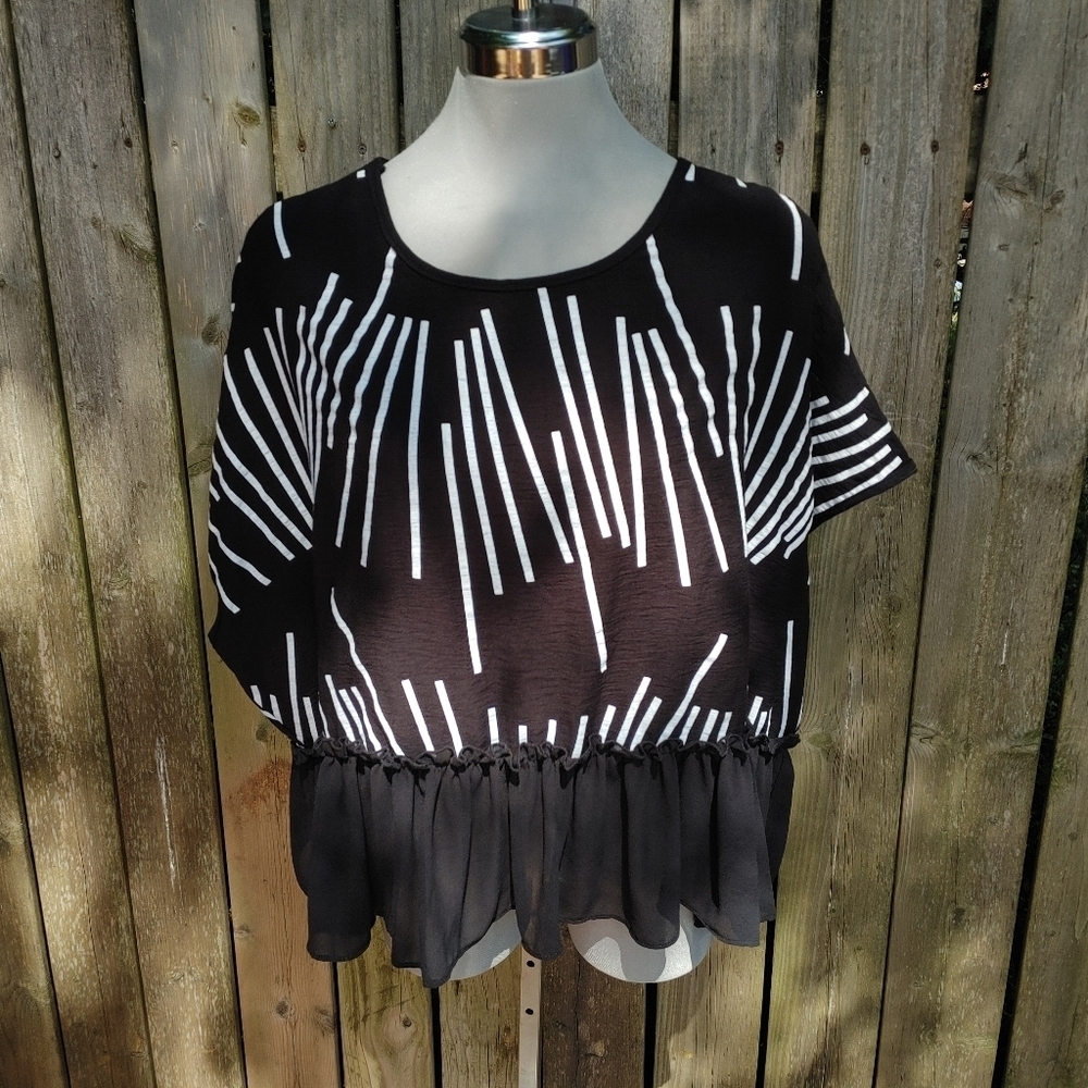 Vivian Shyu Boxy Striped Ruffle Top Size M - Picture 5 of 13